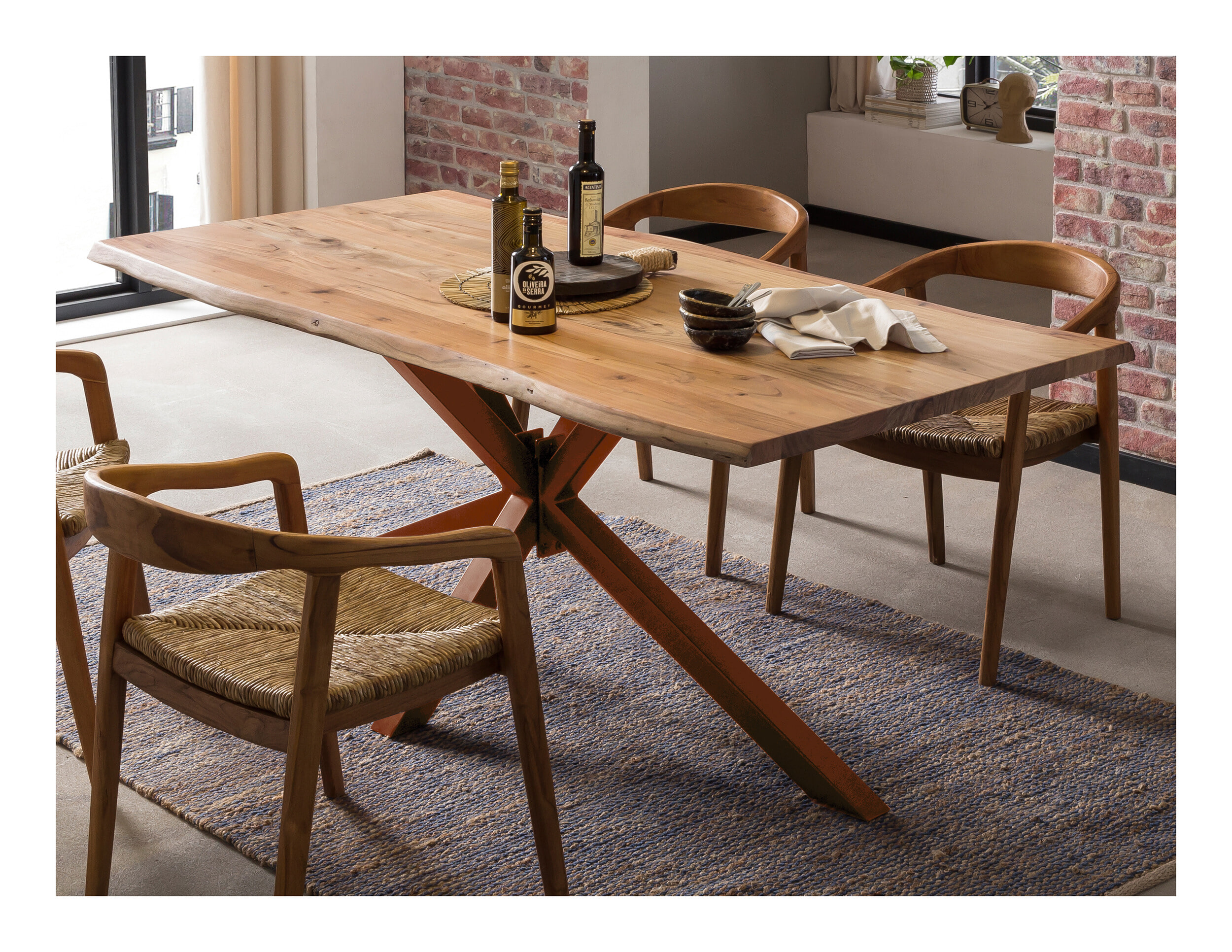 Artistiq Boomstam Eettafel 'Raynaldo' Acaciahout, 180 x 90cm, kleur Bruin - Afbeelding 3