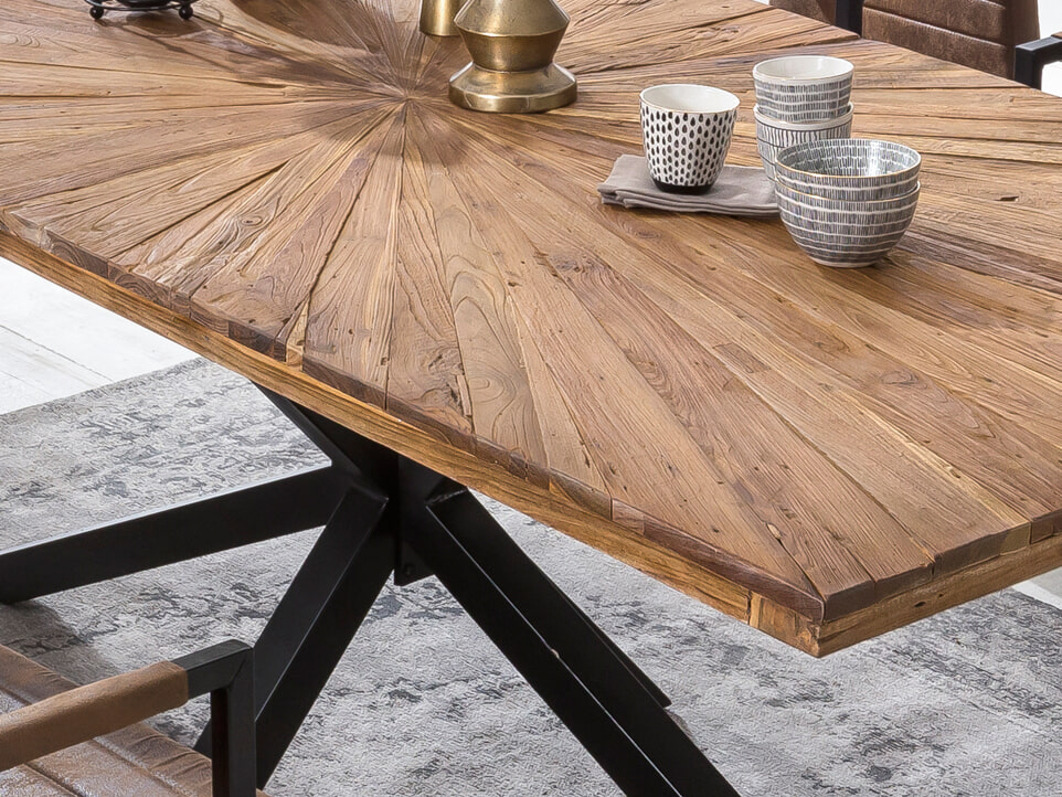 Artistiq Eettafel 'Latonja' Teakhout, 180 x 100cm, kleur Zwart - Afbeelding 2