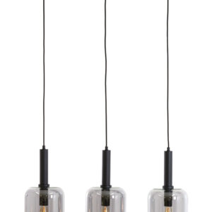 Light & Living Hanglamp 'Lekar' 3-Lamps, kleur Zwart/Smoke