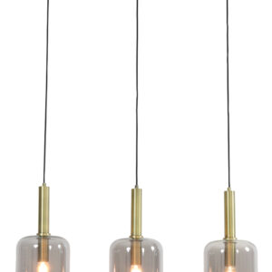 Light & Living Hanglamp 'Lekar' 3-Lamps, Antiek Brons/Smoke