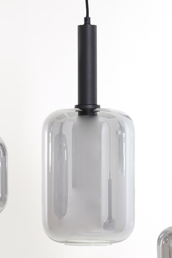 Light & Living Hanglamp 'Lekar' 5-Lamps, kleur Mat Zwart / Smoke - Afbeelding 6