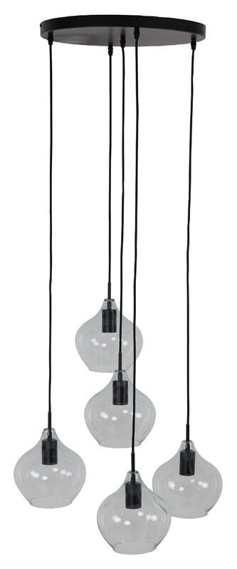 Light & Living Hanglamp 'Rakel' Getrapt, 5-Lamps, kleur Mat Zwart - Afbeelding 3
