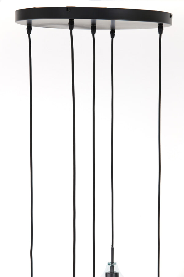 Light & Living Hanglamp 'Rakel' Getrapt, 5-Lamps, kleur Mat Zwart - Afbeelding 4