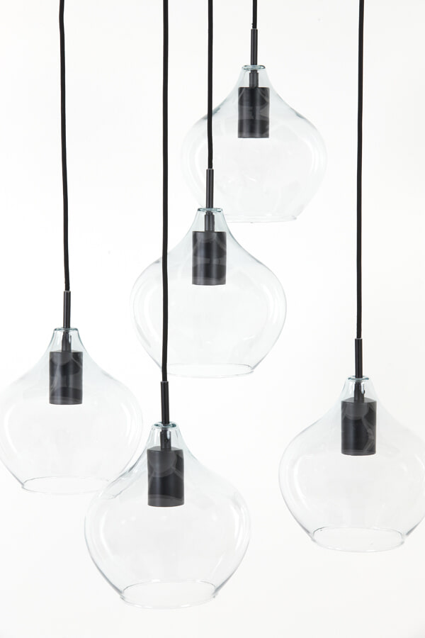 Light & Living Hanglamp 'Rakel' Getrapt, 5-Lamps, kleur Mat Zwart - Afbeelding 5
