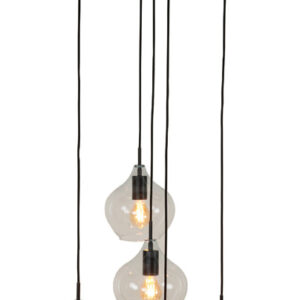 Light & Living Hanglamp 'Rakel' Getrapt, 5-Lamps, kleur Mat Zwart