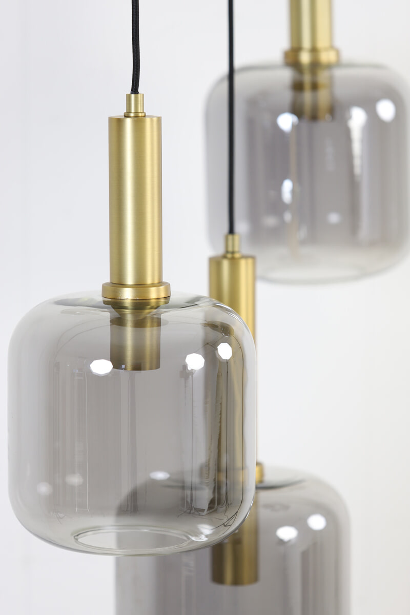 Light & Living Hanglamp 'Lekar' 5-Lamps, kleur Antiek Brons/Smoke - Afbeelding 5