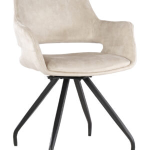 Livingfurn Draaibare Eetkamerstoel 'Capp' Velvet, kleur Beige