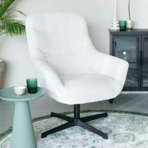 ZILT Draaibare Fauteuil 'Yaki' Bouclé, kleur Off White