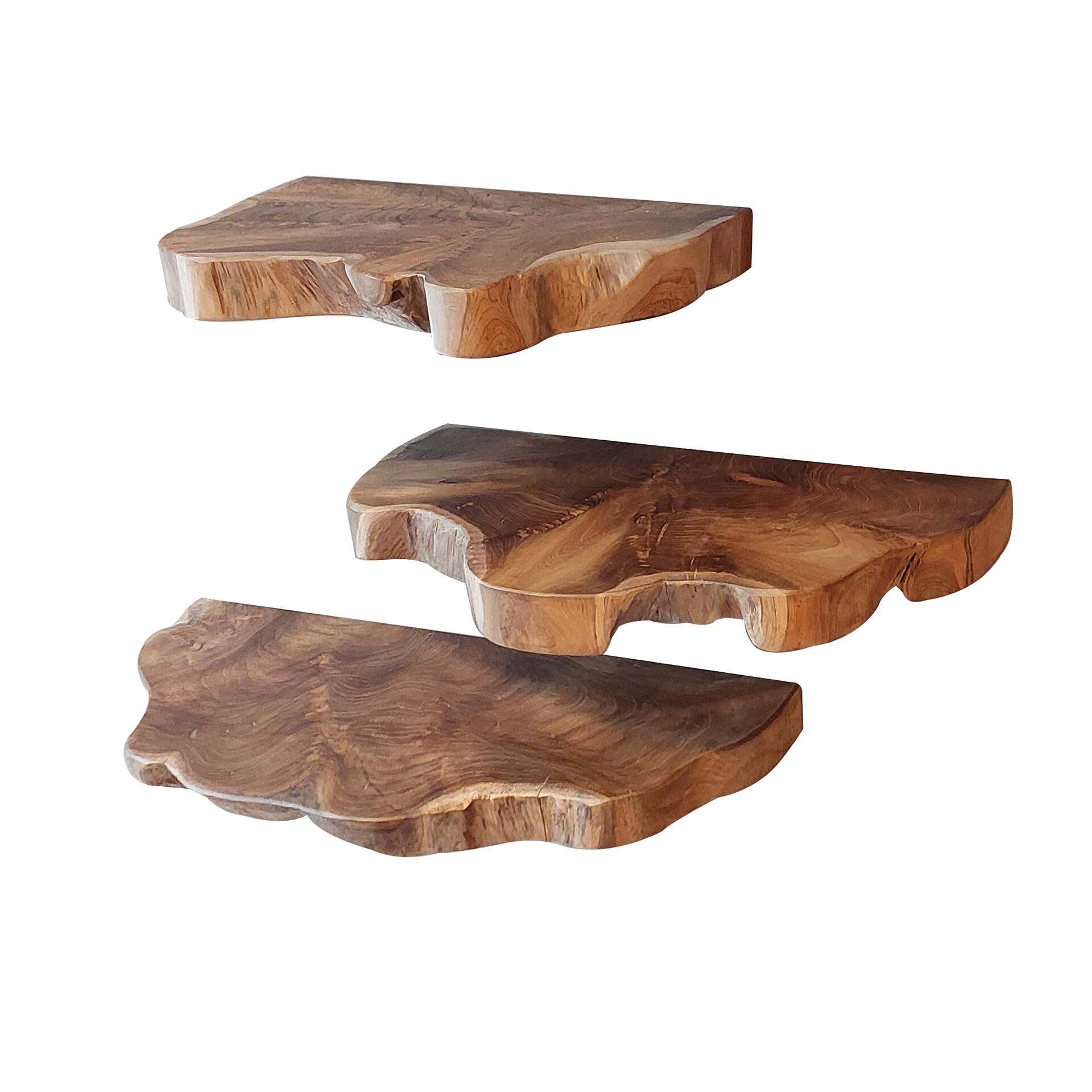LifestyleFurn Wandplank 'Jenene' Teakhout, Set van 3 stuks - Afbeelding 4