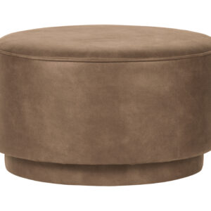 vtwonen Ronde Poef 'Coffee' Eco-leer 60cm, kleur Cognac