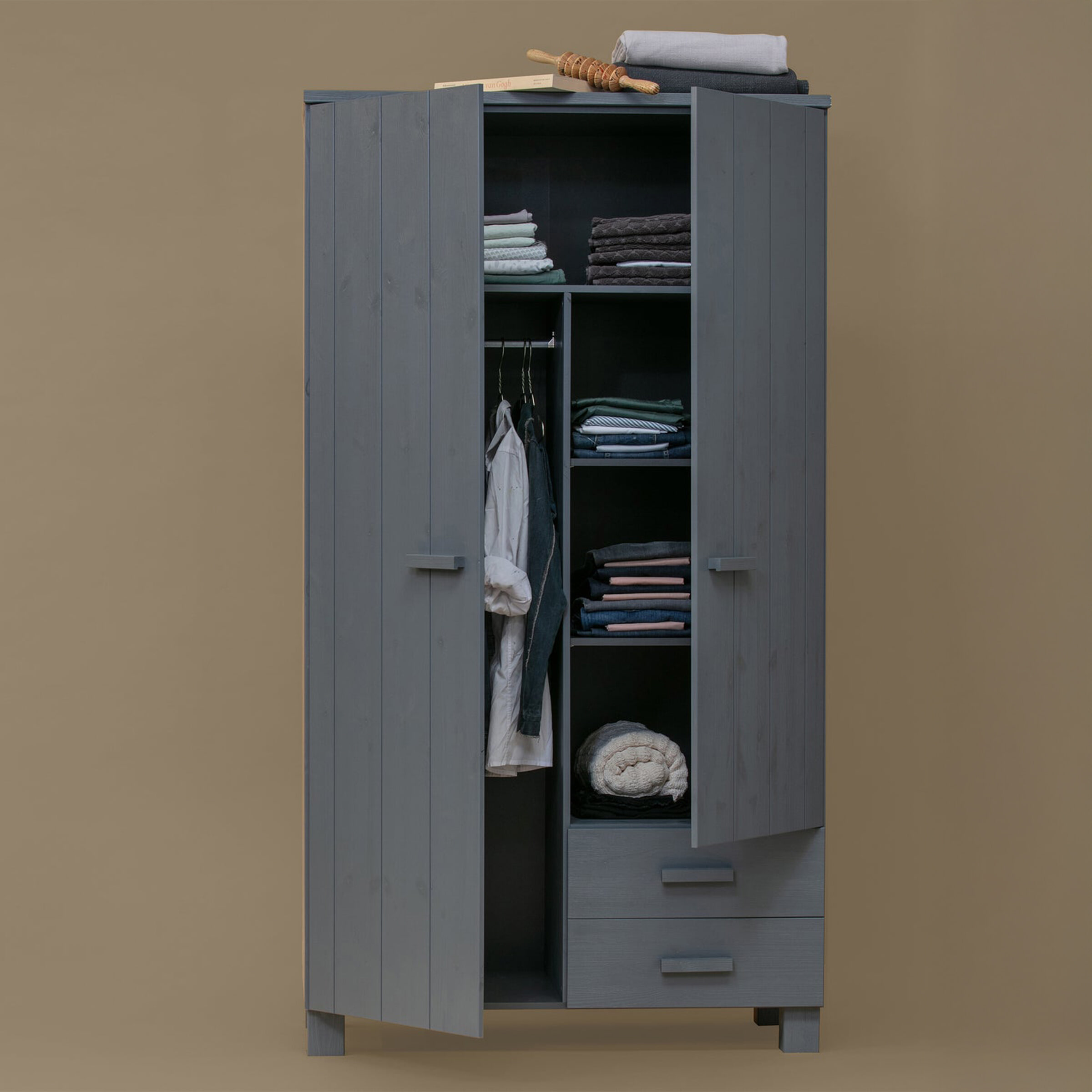 WOOOD Kledingkast 'Dennis', kleur Steel grey