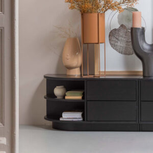 WOOOD TV-meubel 'Finca' Links, Mat zwart, 78cm