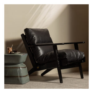 WOOOD Fauteuil 'Houston' Acaciahout, kleur Zwart