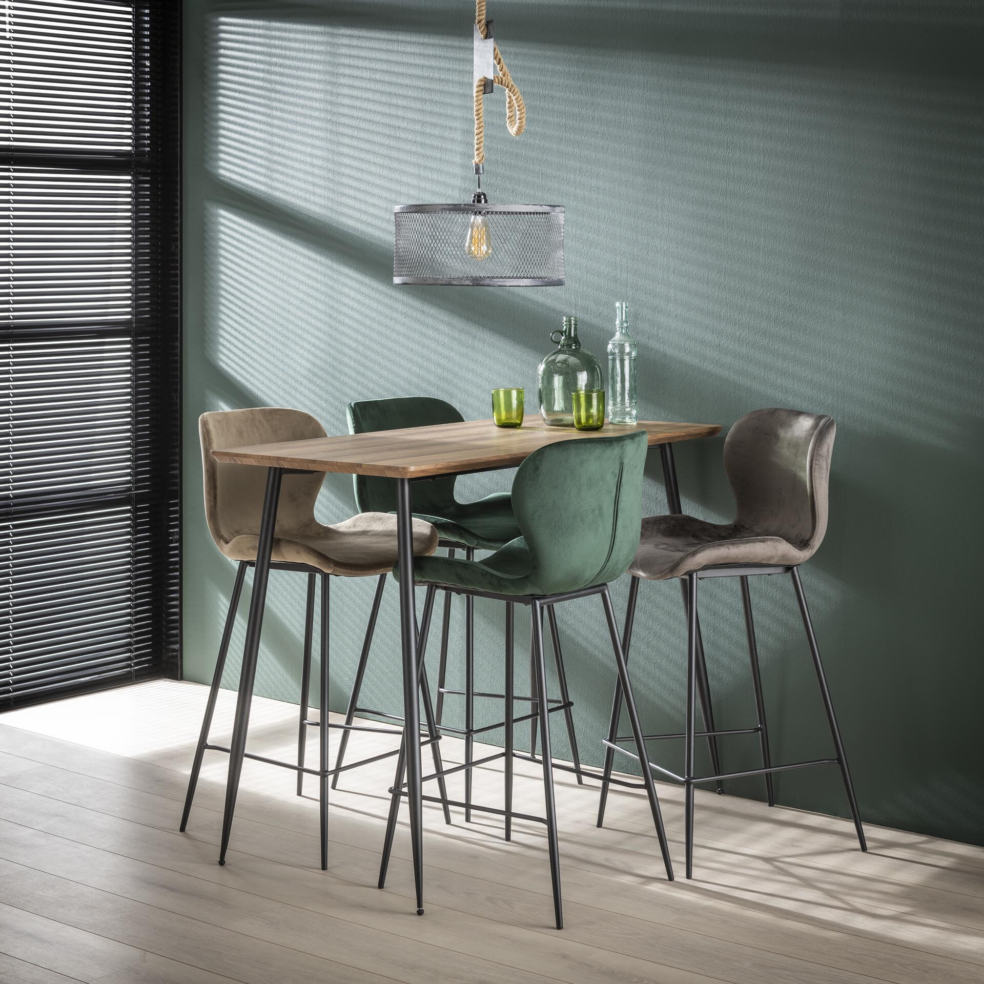 Barstoel 'Gael' Velvet, kleur Antraciet (zithoogte 67cm) - Afbeelding 3