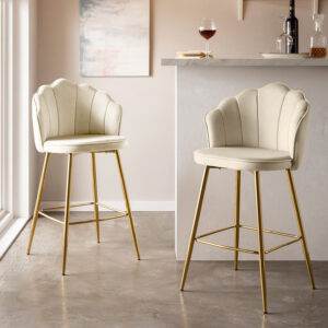 Artistiq Barkruk 'Alexander' Velvet, kleur beige (zithoogte 68cm)