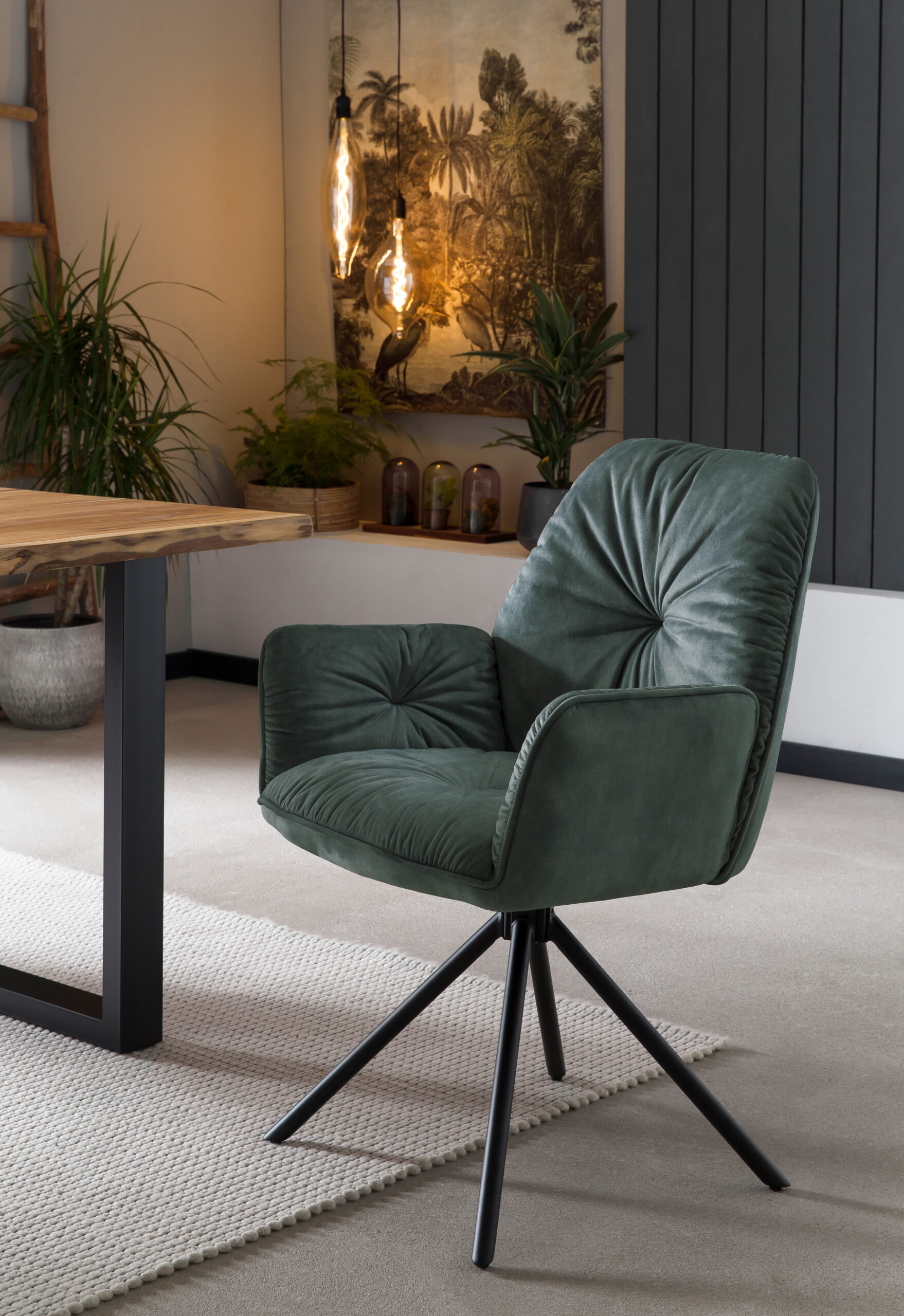 Artistiq Eetkamerstoel 'Gadi' Velvet, kleur donkergroen - Afbeelding 5