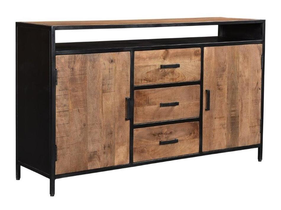 LivingFurn Dressoir 'Sturdy' kleur Naturel / Zwart, 150cm - Afbeelding 2