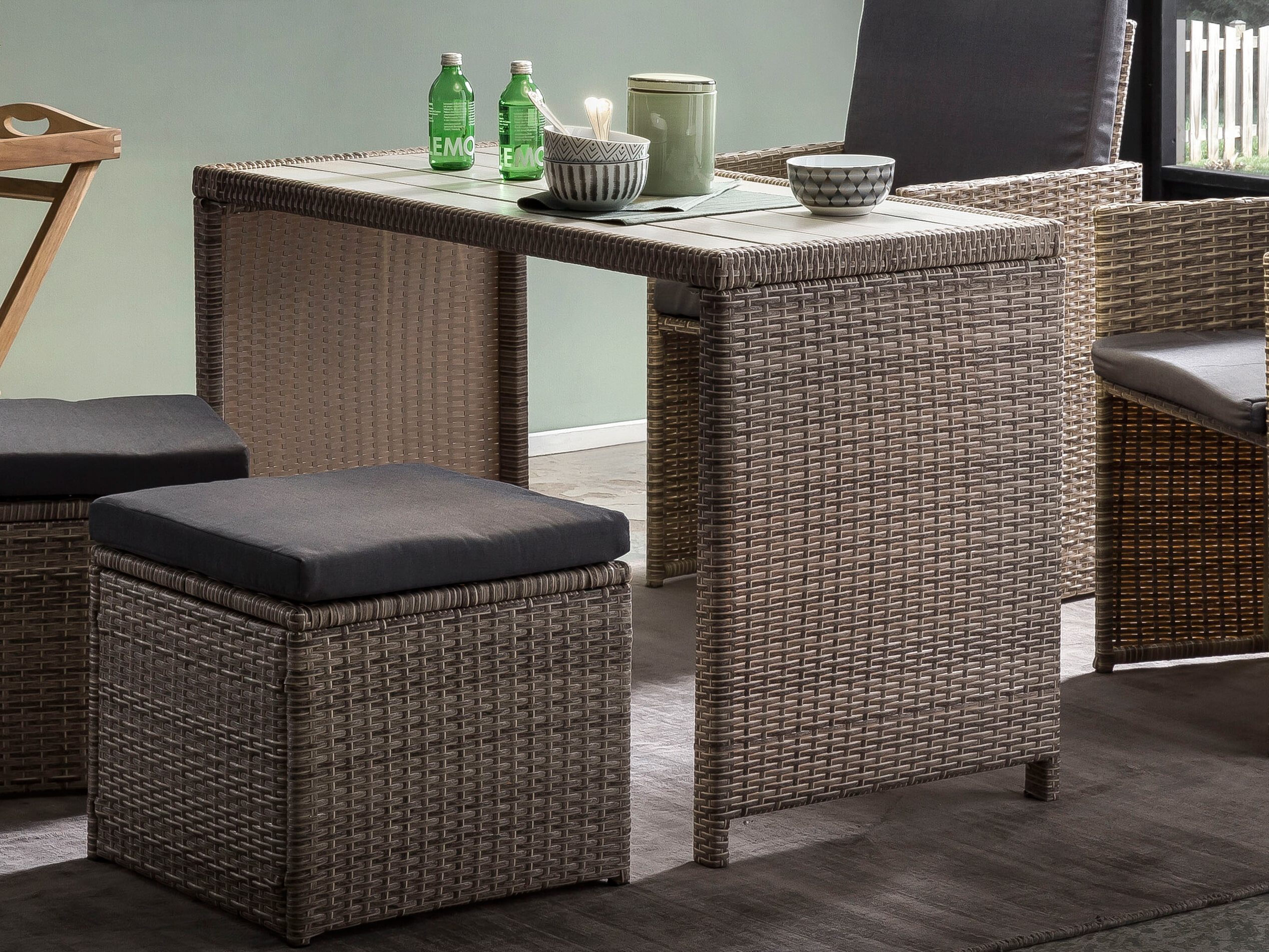 Artistiq Tuinset 'Marijn' Tafel + 2 stoelen + 2 krukken, Polyrotan - Afbeelding 6