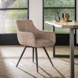 LifestyleFurn Draaibare Eetkamerstoel 'Evelia' Bouclé, kleur Zand