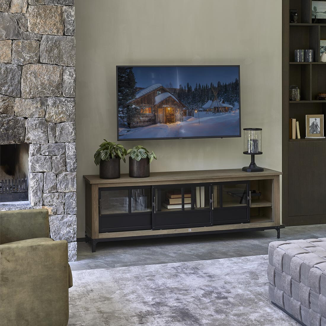 Rivièra Maison TV-meubel 'The Hoxton' Essenhout en Glas, 190cm - Afbeelding 2