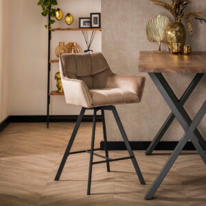 LifestyleFurn Draaibare Barstoel 'Thandie' Velvet, kleur Champagne velours