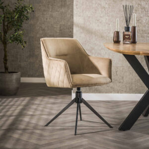 LifestyleFurn Draaibare Eetkamerstoel 'Lavonne' Velvet, kleur Champagne