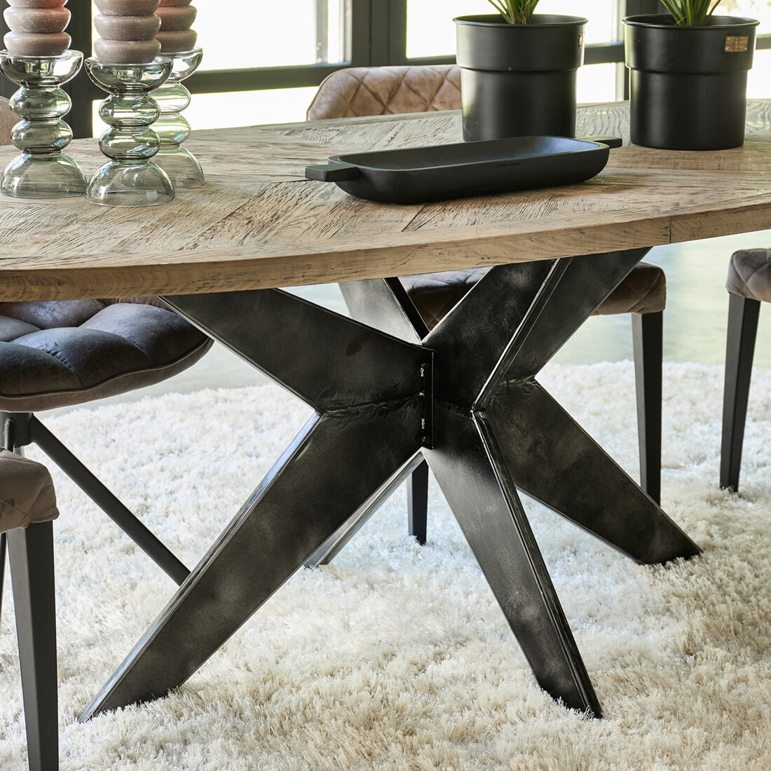 Rivièra Maison Ovale Eettafel 'Falcon Crest' Eikenhout, 230 x 105cm - Afbeelding 6