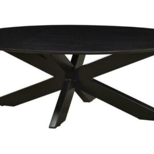 LivingFurn Ovale Salontafel 'Oslo' Mangohout, kleur Zwart, 130 cm