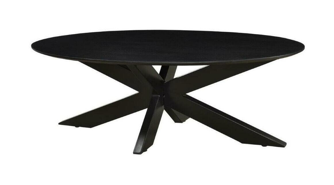 LivingFurn Ovale Salontafel 'Oslo' Mangohout, kleur Zwart, 130 cm