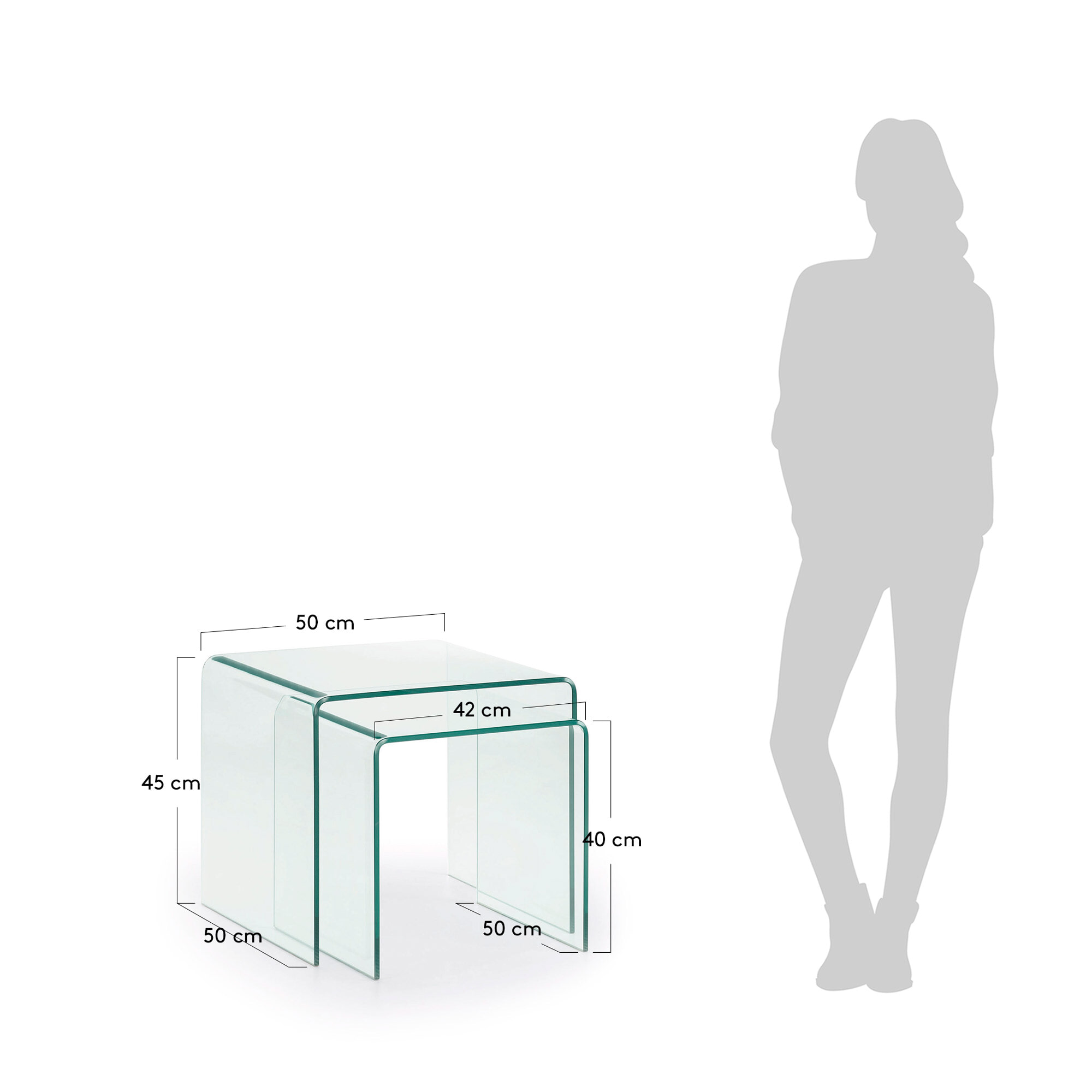 Kave Home Glazen Salontafel 'Burano' Set van 2 stuks - Afbeelding 4