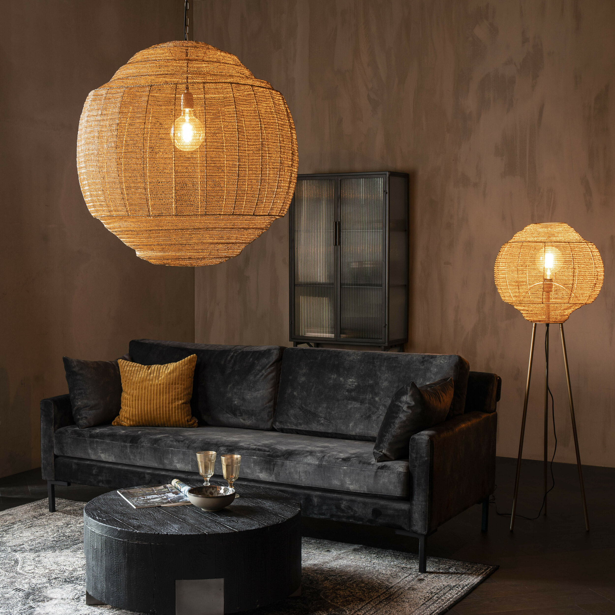 Dutchbone Vloerlamp 'Meezan' 142cm, kleur Goud - Afbeelding 4