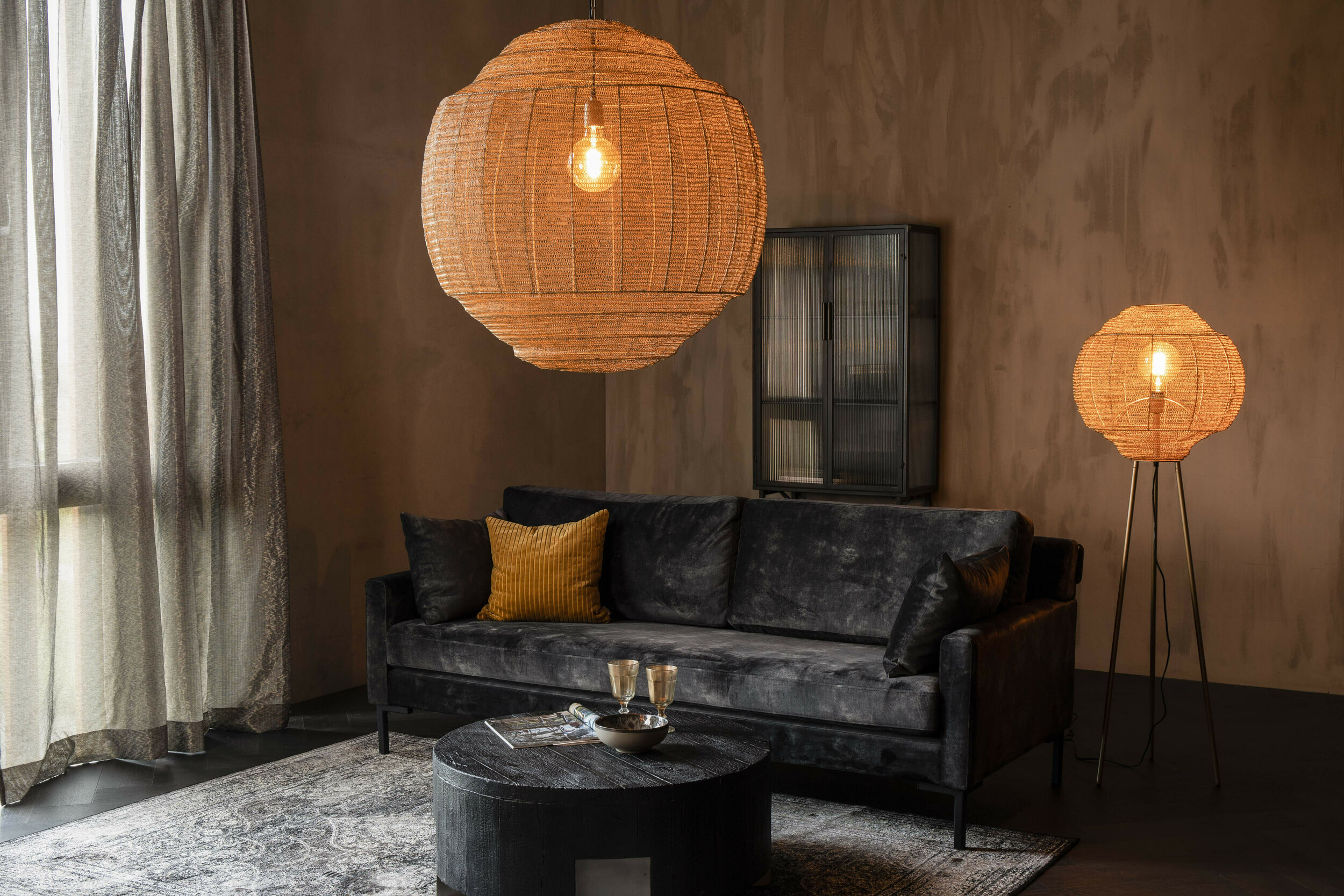 Dutchbone Vloerlamp 'Meezan' 142cm, kleur Goud - Afbeelding 3