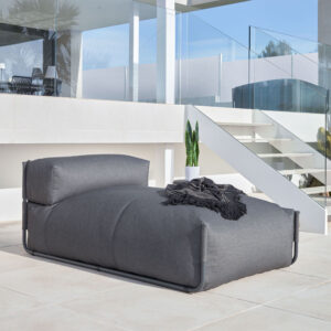Kave Home Modulaire Outdoor Bank 'Square' Chaise Longue, kleur Donkergrijs