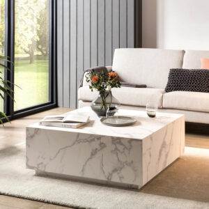 Artistiq Salontafel 'Marlenne' Marmerlook, 90 x 90cm, kleur Wit