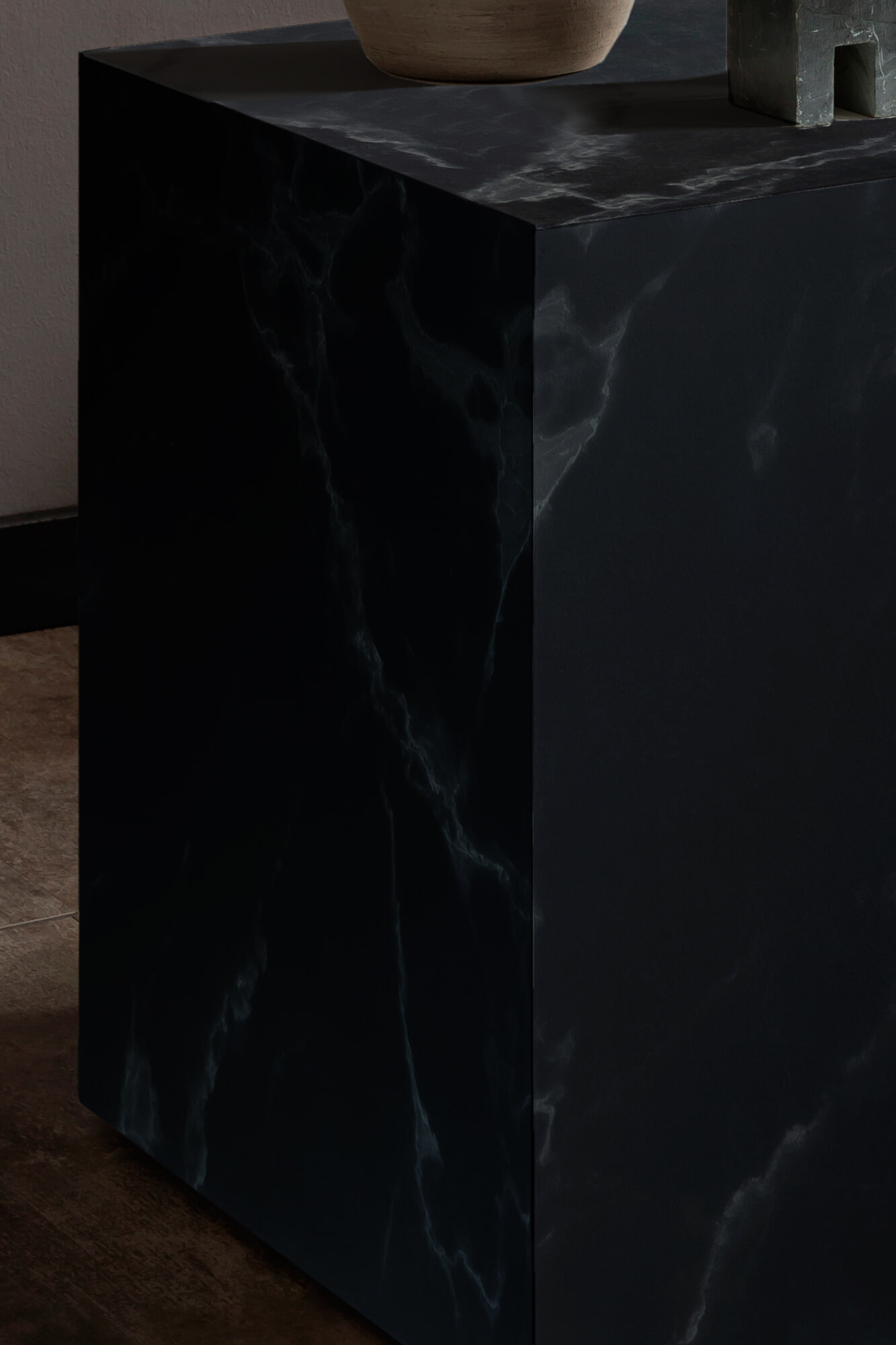 Artistiq Bijzettafel 'Marlenne' Marmerlook, 45 x 45cm, kleur Zwart - Afbeelding 3