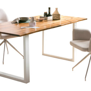 Artistiq Eettafel 'Anissa' Acaciahout en metaal, 140 x 80cm, kleur Wit