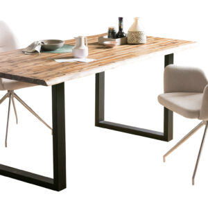 Artistiq Eettafel 'Radhika' Acaciahout en metaal, 200 x 100cm, kleur Zwart