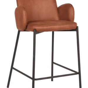 LABEL51 Barkruk 'Jari' Microfiber, kleur Cognac (zithoogte 65cm)