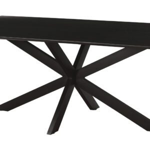 Livingfurn Eettafel 'Oslo' Mangohout en staal, kleur Zwart, 220 x 100cm