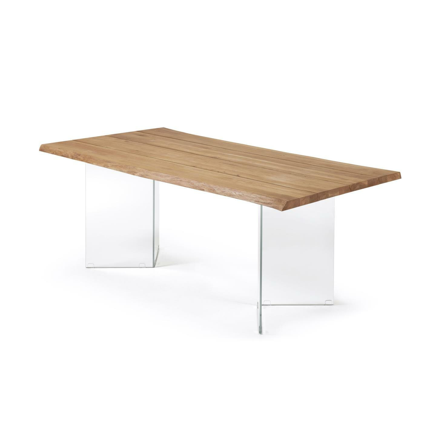 Kave Home Eettafel 'Lotty' Eiken/Glas, 180 x 100cm - Afbeelding 6