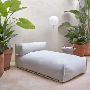 Kave Home Modulaire Outdoor Bank 'Square' Chaise Longue, kleur Lichtgrijs