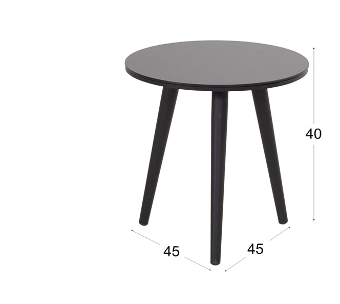 Hartman Outdoor Ronde Bijzettafel 'Sophie' HPL, 45 x 40cm, kleur Zwart - Afbeelding 3