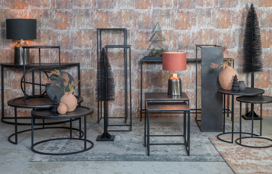 Light & Living Bijzettafel 'Talca' Set van 2 stuks, 40/49cm, kleur Antiek Lood - Afbeelding 4