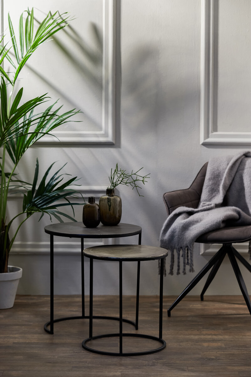 Light & Living Bijzettafel 'Talca' Set van 2 stuks, 40/49cm, kleur Antiek Lood - Afbeelding 5