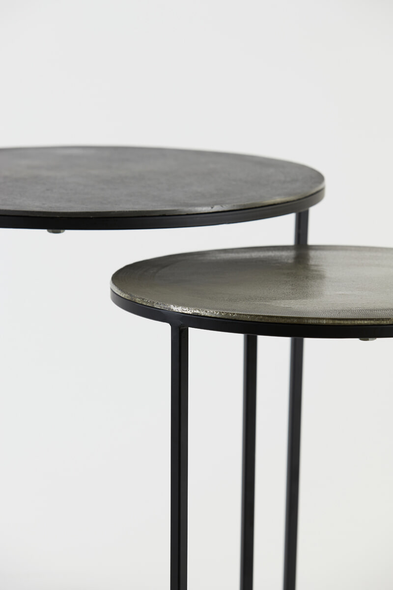 Light & Living Bijzettafel 'Talca' Set van 2 stuks, 40/49cm, kleur Antiek Lood - Afbeelding 6