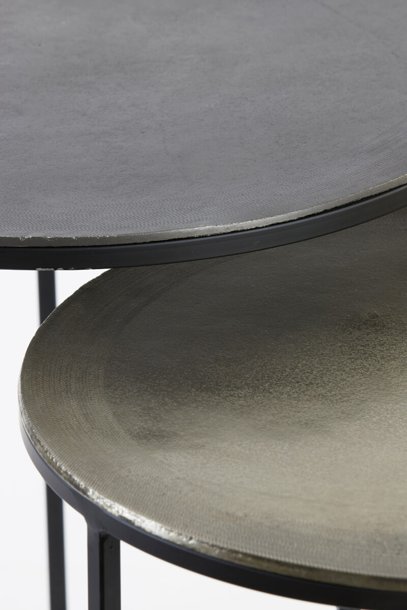 Light & Living Bijzettafel 'Talca' Set van 2 stuks, 40/49cm, kleur Antiek Lood - Afbeelding 7