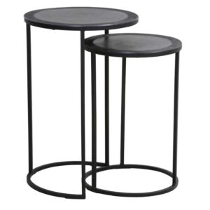 Light & Living Bijzettafel 'Talca' Set van 2 stuks, 35/40cm, kleur Antiek Lood