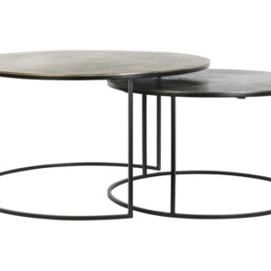 Light & Living Salontafel 'Primo' Set van 2 stuks, zwart-brons+mat zwart