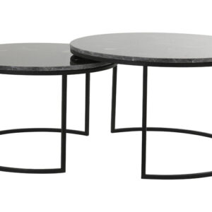 Light & Living Salontafel 'Alfio' Set van 2 stuks, bruin marmer+zwart