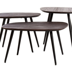 Light & Living Salontafel 'Viejo' Hout en metaal, Set van 3 stuks, kleur Donkerbruin
